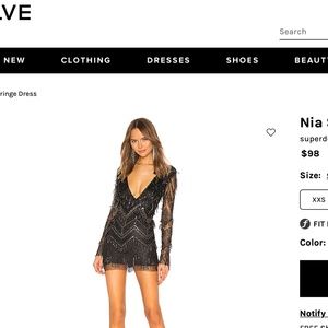 Revolve superdown Black XS Nia Sequin Fringe Dress